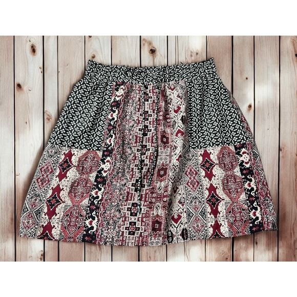 Blue Rain Boho Short Skirt Sz Large Lined Multi-Color Elastic Waist Bohemian - Picture 2 of 6